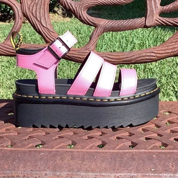 NWT Dr. Martens Blair Quad Vibrant Fondant Pink Strappy Sandals - Picture 4 of 7
